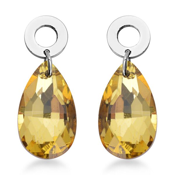 2er-Set, simulierte, gelbe Kristall-Ohrringe und Anh&auml;nger mit Kette - 56 ct. image number 5