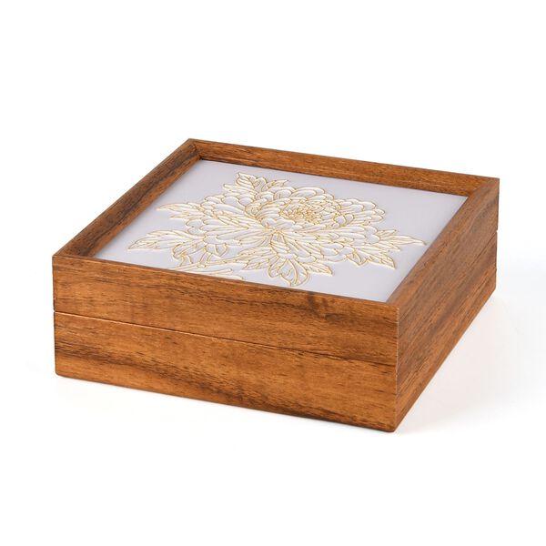 "Golden Lottery Painting              storage box- Peony flower Product size: 23 * 15.3 * 6CM Packaging: 1 piece/white box Function: Storage box, colored sand, water-based eco-friendly adhesive, plastic cup, oil painting scraper" image number 3