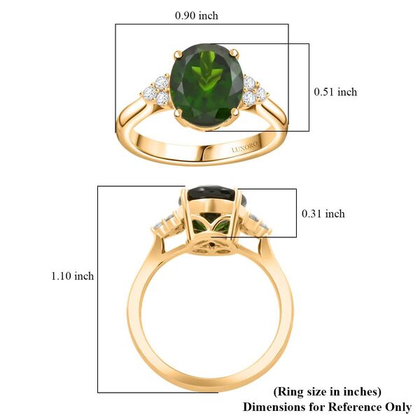 LUXORO zertifiziert und gepr&uuml;ft AAA nat&uuml;rlicher Chromdiopsid und Diamant Ring in 417 Gold - 3,75 ct. image number 5