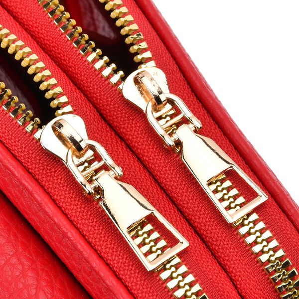 Crossbody-Handytasche mit RFID-Schutz und gemustertem Trageriemen, 19x6x11 cm, Rot image number 6