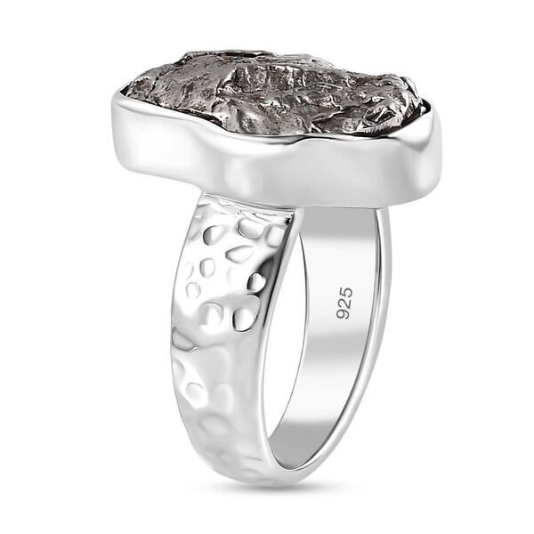Muonionalusta Meteorit Ring 925 Silber rhodiniert (Gr&ouml;&szlig;e 21.00) ca. 25.31 ct image number 5