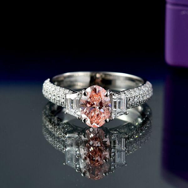 LUXURIANT VS rosa und VS-EF wei&szlig;er Labor Diamant Ring in 950 Platin - 1,57 ct. image number 2