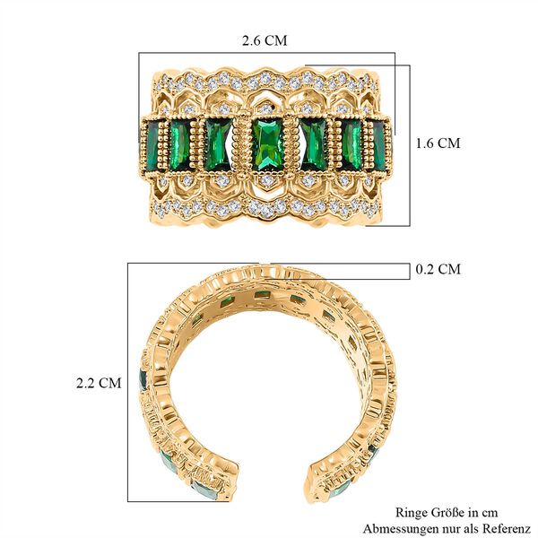 Weißer Zirkonia, Neongrüner Kristall Ringe Reines Messing ca. (Größe 16.00-18.00) image number 5