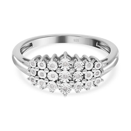 Wei&szlig;er Diamant Ring, 925 Silber platiniert (Gr&ouml;&szlig;e 19.00) ca. 0.10 ct