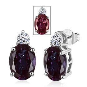 AAA Lab Created Alexandrit, Lab Grown Diamant Ohrringe 417 Gold ca. 3,00 ct.