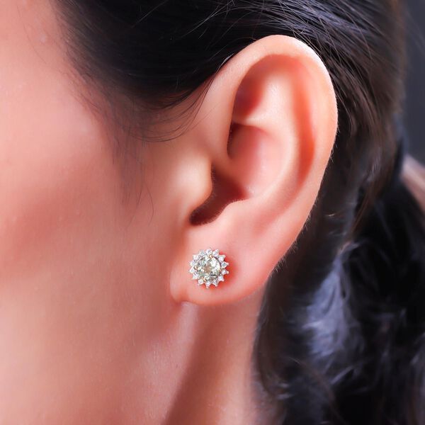 Sternchen AAA Turkizit und Zirkon Halo-Ohrstecker- 1,43 ct. image number 3