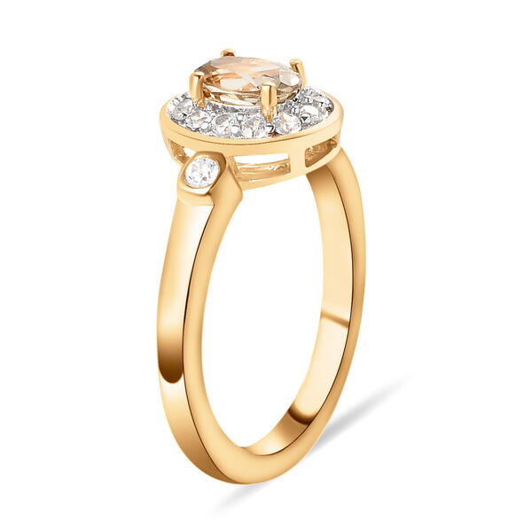 AAA Turkizit und wei&szlig;er Zirkon-Ring, 925 Silber Gelbgold Vermeil  ca. 0,79 ct image number 5