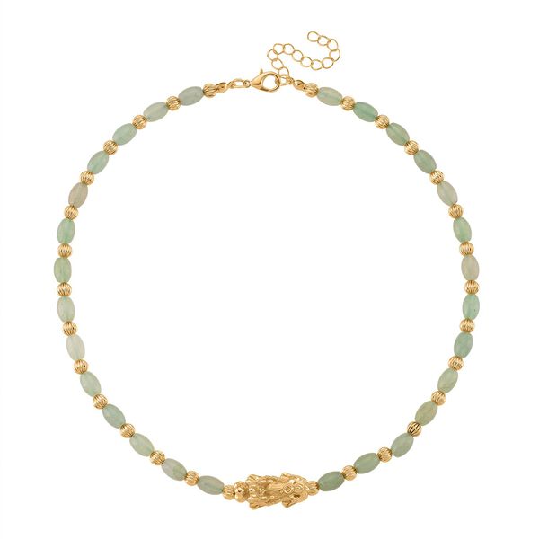 Gr&uuml;ner Aventurin Pixiu Halskette, ca. 45cm + 5cm extender, gelb vergoldet ca. 50.00 ct image number 3