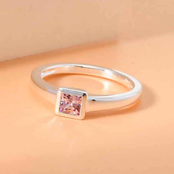 LUSTRO STELLA - feinster, Purpur-Rosa Zirkonia Solitär-Ring, 925 Silber image number 2