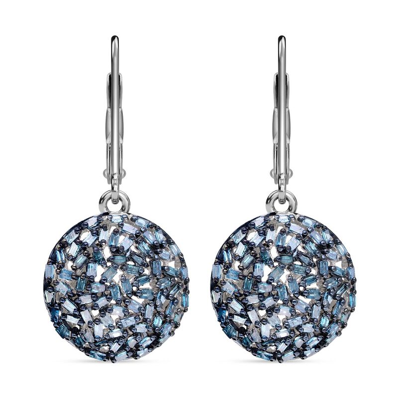 Blaue Diamant Ohrringe, 925 Silber platiniert ca. 1.00 ct image number 0