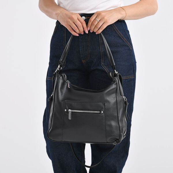 Crossbody-Tasche mit mehreren Rei&szlig;verschlusstaschen, 31x13x28 cm, Schwarz image number 3