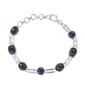 D'Joy AAA Labradorit Armband ca. 19 cm 925 Silber Rhodiniert ca. 13,90 ct.