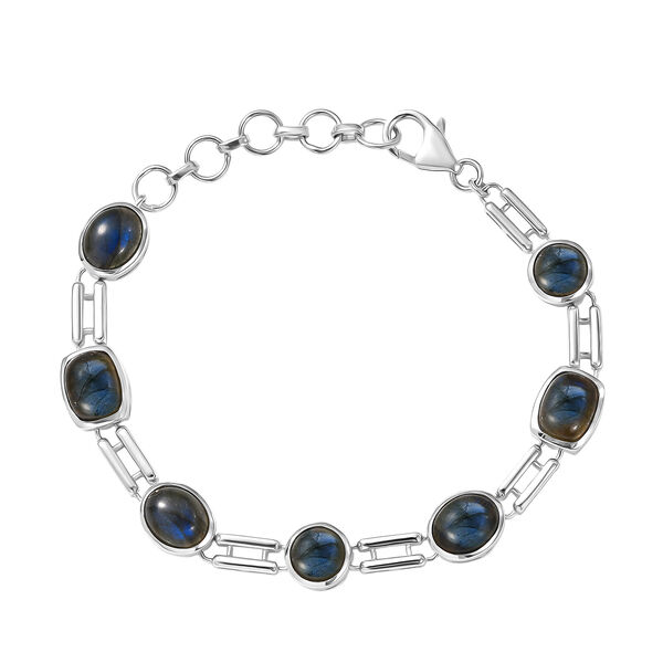 D'Joy AAA Labradorit Armband ca. 19 cm 925 Silber Rhodiniert ca. 13,90 ct.