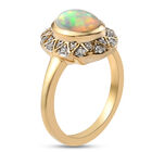 Natürlicher Äthiopischer Opal und Zirkon Ring 925 Silber vergoldet  ca. 1,43 ct image number 4