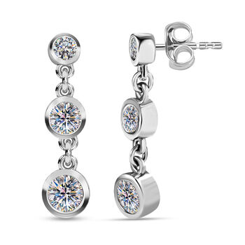 Moissanit Ohrringe 925 Silber platiniert ca. 1.57 ct