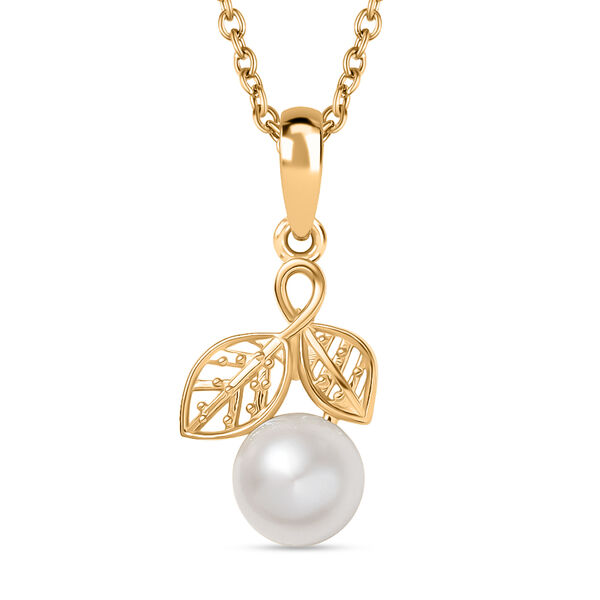 3er Set - Süßwasser Perle (6-8 mm) Anhänger, Ring und Ohrringe, (Größe 18.00), goldfarben image number 7