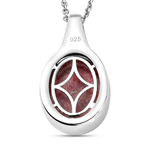 Norwegischer Thulit und wei&szlig;er Zirkon-Anh&auml;nger mit Kette, 925 Silber platiniert ca. 6.97 ct image number 5