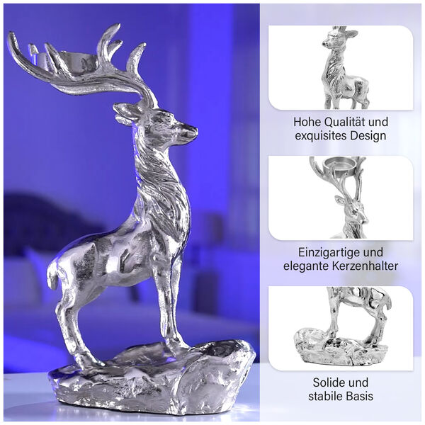 Rentier auf Felsen Kerzenhalter, 17x7,4x30,5 cm image number 8