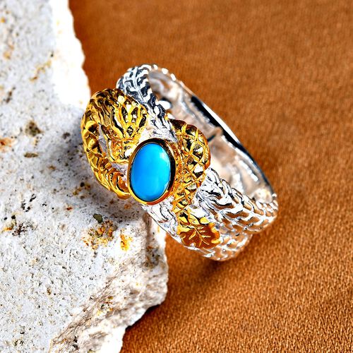 Royal Bali Kollektion- Amerikanischer natürlicher Sleeping Beauty Türkis Drachen Ring - 0,83 ct. image number 1