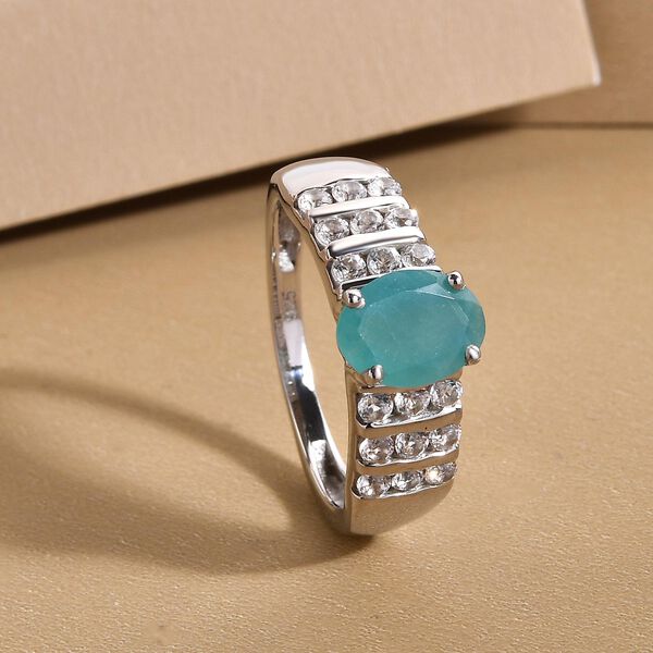 Grandidierit und weißer Zirkon-Ring, 925 Silber platiniert  ca. 1,62 ct image number 2