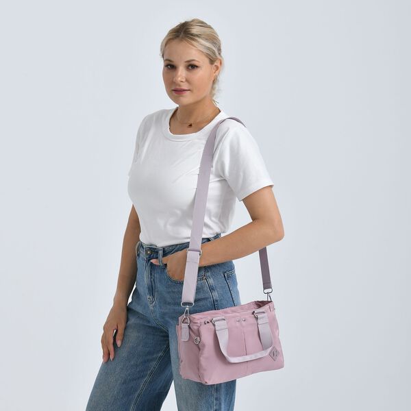 Crossbody Tasche mit mehreren Rei&szlig;verschlussf&auml;chern, abnehmbarem Schulterriemen und Tragegriffen, 26x11x20cm, Rosa image number 3