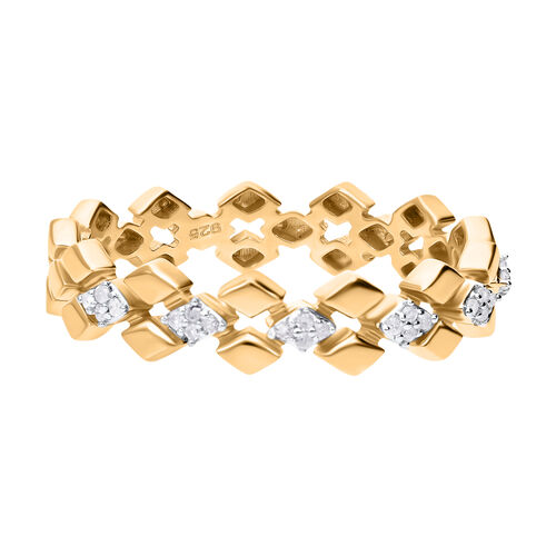 Weißer Diamant Ring, 925 Silber Gelbgold Vermeil - 0,14 ct. image number 0