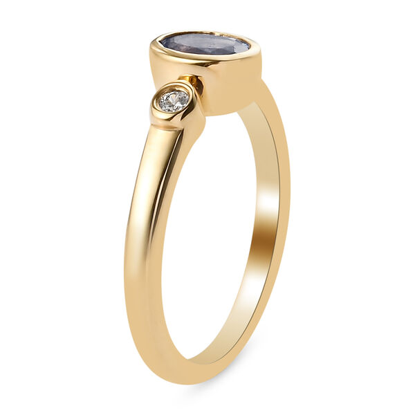Tansanit und Zirkon Ring 925 Silber vergoldet  ca. 0,61 ct image number 5