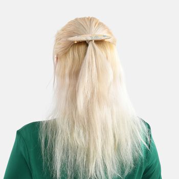 LA MAREY 2er-Set Brokat Seiden-Haarnadel und Ohrringe mit Geschenkbox, Beige