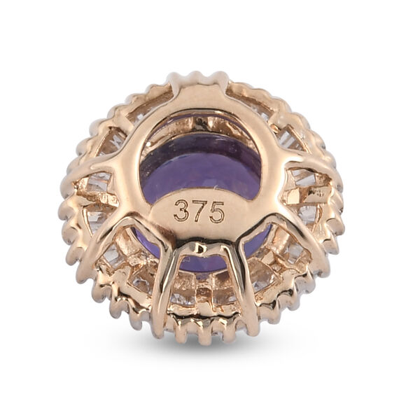 Tansanit und Diamant Halo-Anh&auml;nger in Gelbgold image number 5