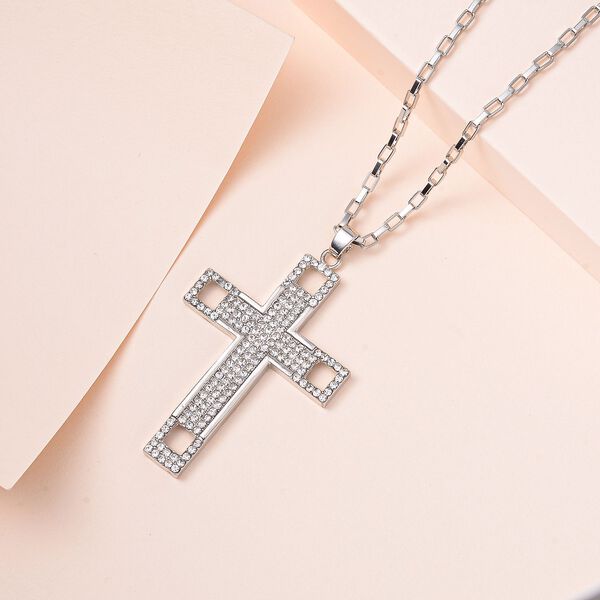 Wei&szlig;er Kristall Halskette ca. 60 cm image number 2