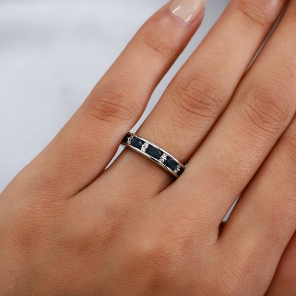 Grandidierit und Zirkon Halber band Ring 925 Silber Platin-Überzug image number 3