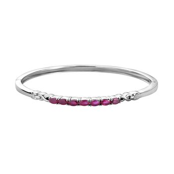 Afrikanischer Rubin (Fissure gef&uuml;llt) Armreif, ca. 19 cm, Edelstahl ca. 2.41 ct