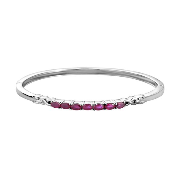 Afrikanischer Rubin (Fissure gef&uuml;llt) Armreif, ca. 19 cm, Edelstahl ca. 2.41 ct