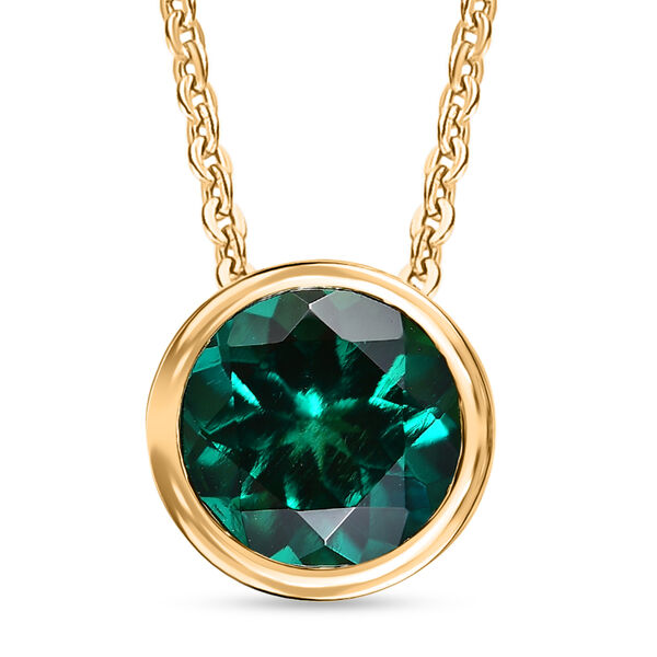 LUXURIANT DIAMOND - AAA Lab Grown Smaragd Anh&auml;nger mit Kette, ca. 50 cm 925 Silber 750 Gelbgold vermeil ca. 1.20 ct
