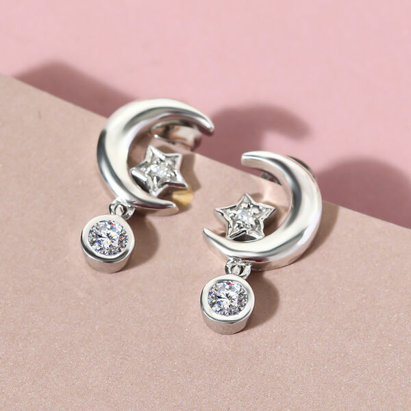 88 Facetten Moissanit Ohrringe 925 Silber platiniert ca. 0,41 ct image number 2