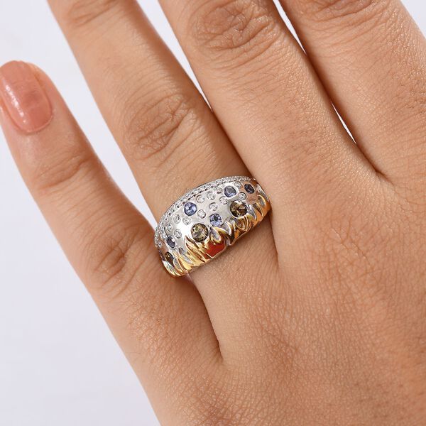 Fire and Ice Collection - Nat&uuml;rlicher goldener Tansanit, Tansanit Ring 925 Silber Rhodiniert und 750 Gelbgold Vermeil (Gr&ouml;&szlig;e 19.00) ca. 0.98 ct image number 3