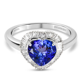 RHAPSODY AAAA Tansanit und Diamant-Ring, VS E-F, 950 Platin (Gr&ouml;&szlig;e 17.00) ca. 2,40 ct