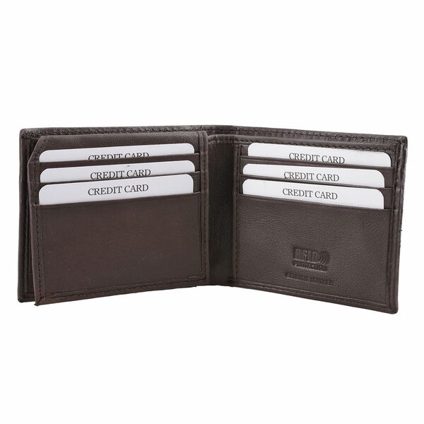 Klassische Bifold Herren-Geldbörse, 100% echtes Leder, RFID geschützt, braun image number 5