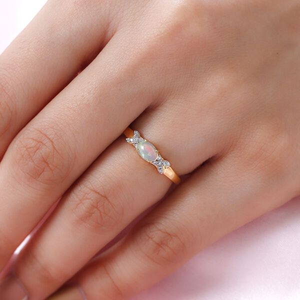 AA nat&uuml;rlicher, &auml;thiopischer Welo Opal und Zirkon-XO-Ring - 0,43 ct. image number 2