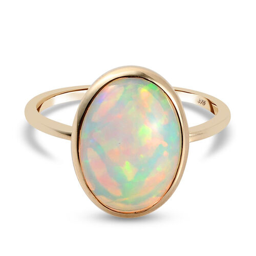 AAA Natürlicher Äthiopischer Opal Solitär Ring 375 Gelbgold image number 0