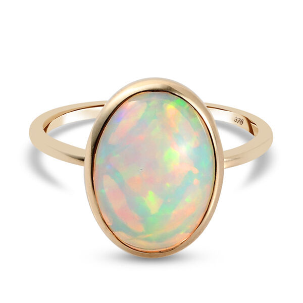 AAA Nat&uuml;rlicher &Auml;thiopischer Opal Solit&auml;r Ring 375 Gelbgold