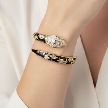 Wei&szlig;er Zirkonia Armreif ca. 19 cm Nickelfreies Messing emailliert