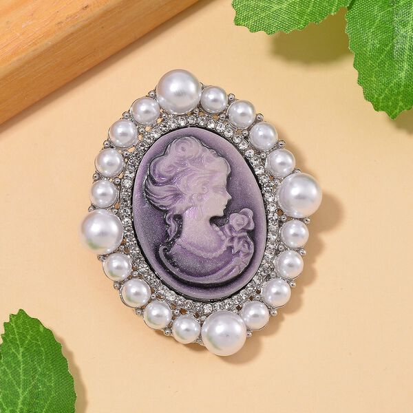 Kamee, Kunststoff Perle Brosche image number 2