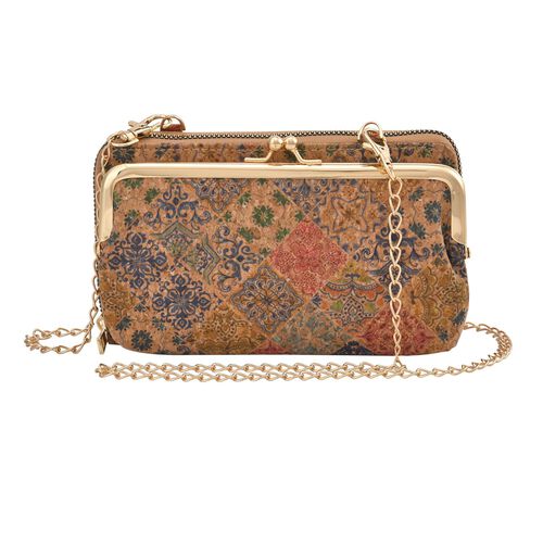 Crossbody Tasche aus Naturkork mit RFID-Schutz, Rauten-Muster image number 0