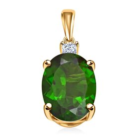 LUXORO zertifiziert und geprüft AAA natürlicher Chromdiopsid und Diamant Anhänger in 417 Gold - 2,57 ct.