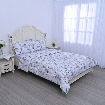 SERENITY NIGHT - 3er-Set, 1 Steppdecke 135x200 und 2 Kissenbez&uuml;ge (80x80 und 40x80), Antiallergen, Kirschbl&uuml;te