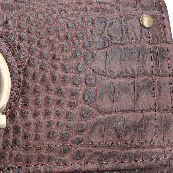 Echtleder Portemonnaie mit Krokopr&auml;gung und RFID-Schutz, 19,5x11,45 cm, braun image number 7