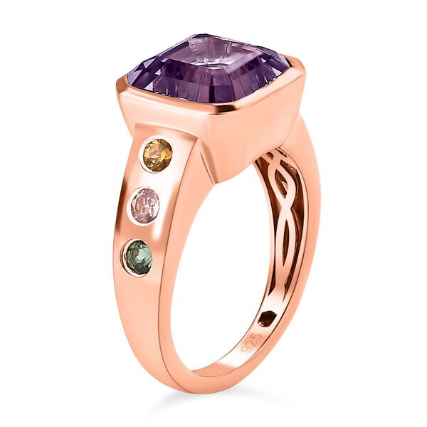 Rose De France Amethyst, mehrfarbiger Turmalin Ring, 925 Silber rosévergoldet, (Größe 17.00) ca. 5.12 ct image number 4