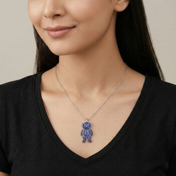 Blauer Kristall, Wei&szlig;er Kristall Halskette ca. 73.75 cm + 5 cm Extender, Reine Legierung