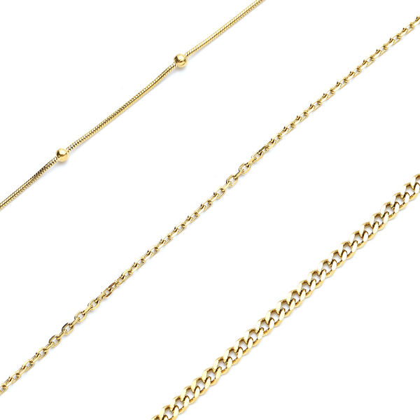 2er-Set Halskette, ca. 42 cm, Edelstahl Goldfarben image number 4